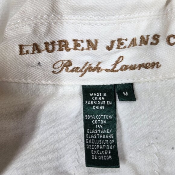 Ralph Lauren Jeans Co Jacket Womens M Ivory Denim Beaded Southwestern Boho - Picture 2 of 13